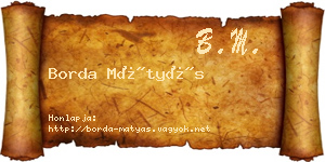 Borda Mátyás névjegykártya
